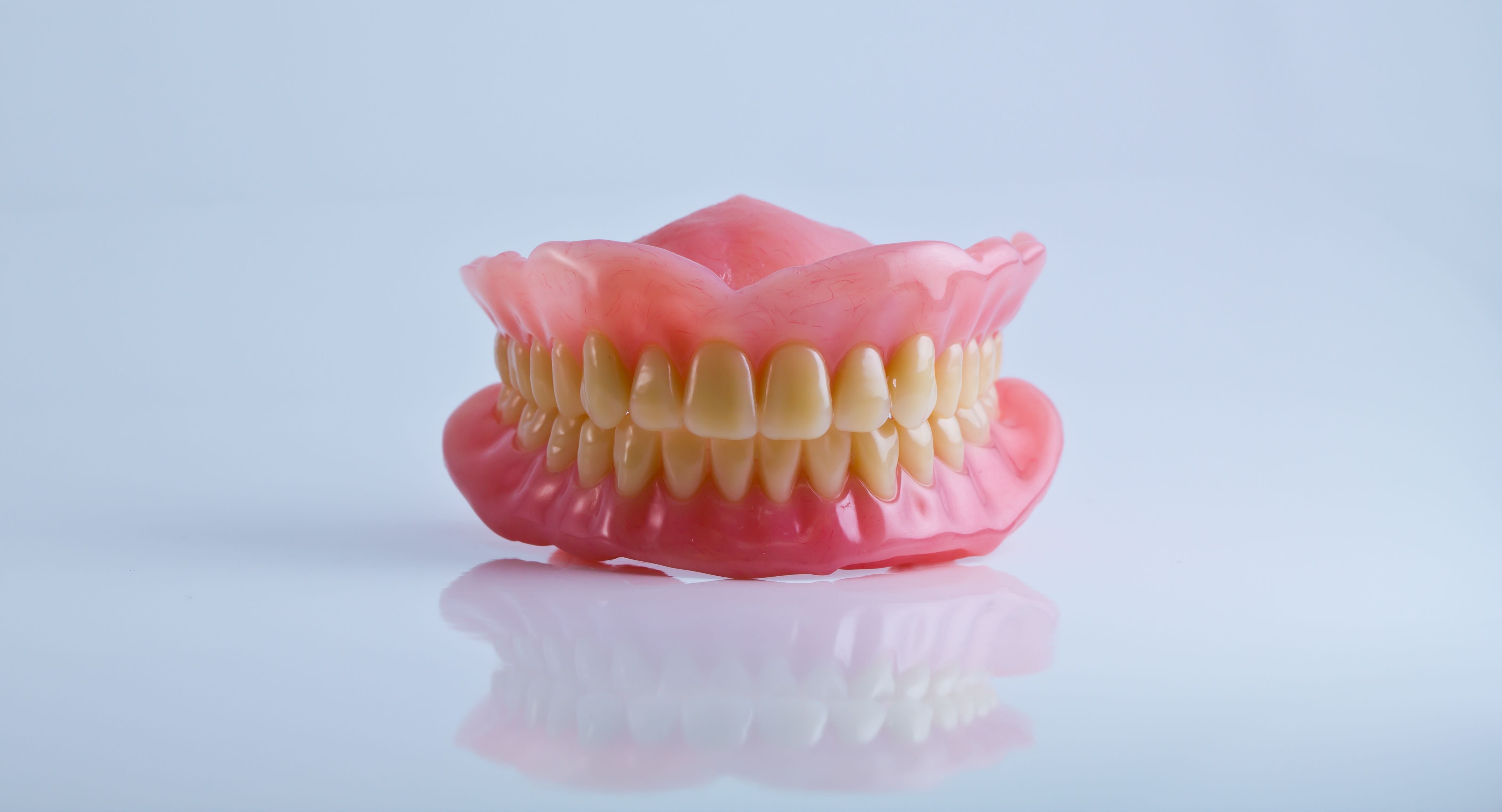 Full Set Acrylic Denture Isolated White Background